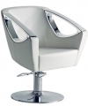 дизайнерское парикмахерское кресло с металлическими подлокотниками Angelina на круглой гидравлике
